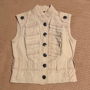 BB Dakota Beige Button-Up Vest